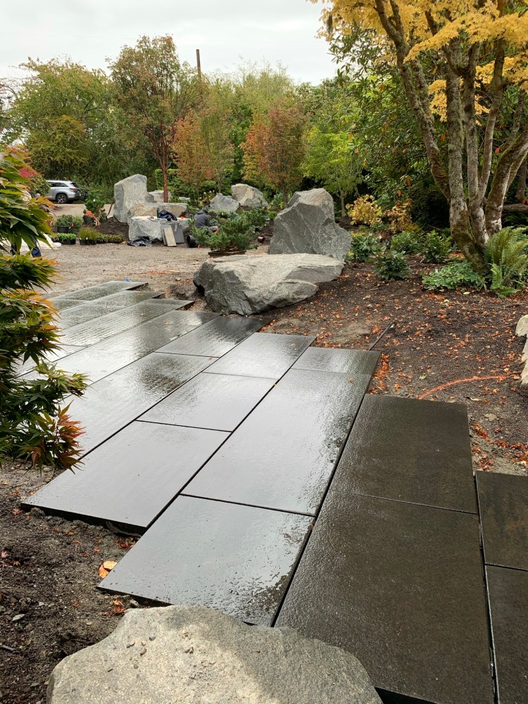 Black Basalt Front Entry, Large Format Slabs