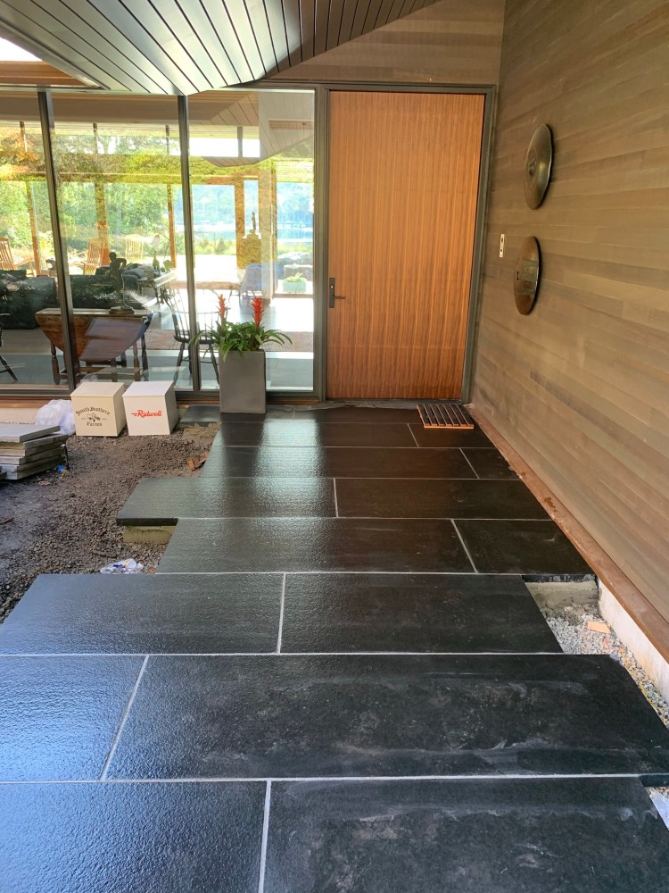 Black Basalt Front Entry, Large Format Slabs